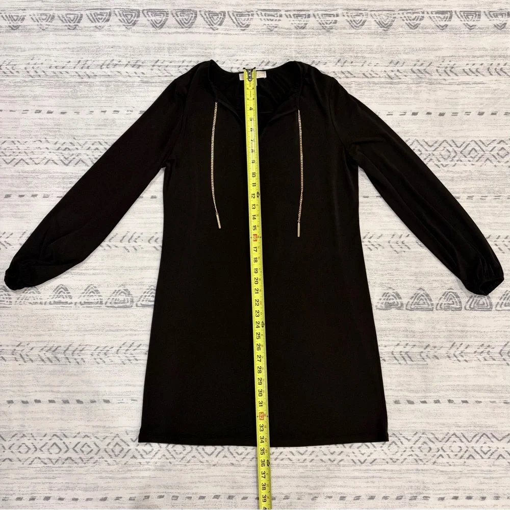 Michael Kors Black Dress S Elegant Sleek Chic Gold Chain Mobwife Lightweight